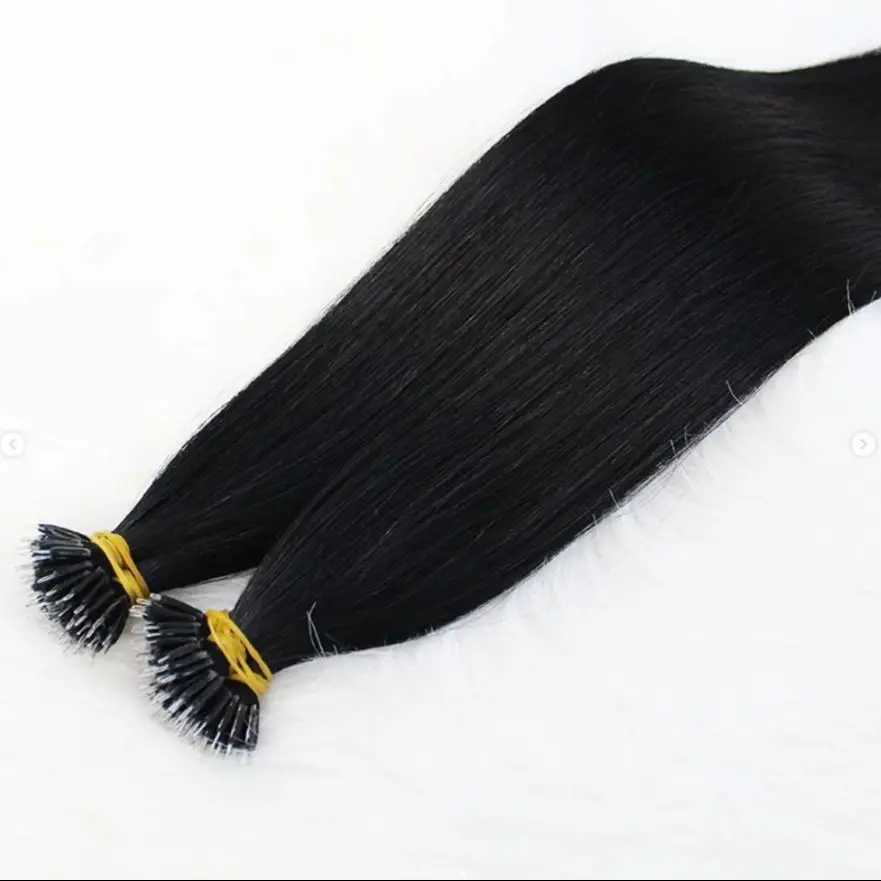 100% Human Hair Nano Ring Tip Human Hair Extensions Customizable Straight Hair Extension Keratin Human Hair 18-30 inch
