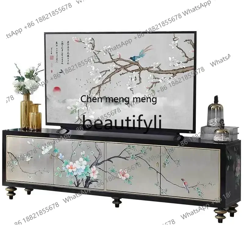ss8350 SS New Chinese TV cabinet paint painted coffee table combination low cabinet living room solid wood floor cabinet
