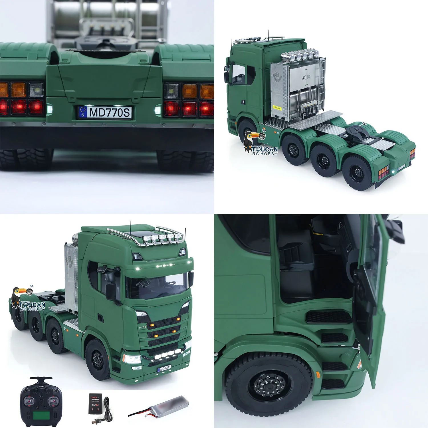 Camión Tractor RC 770S, juguetes 1/14 8x8, chasis de Metal, camión de Radio Control, modelo de coche, cerraduras diferenciales, luces, sonidos, regalo de Radio ST8