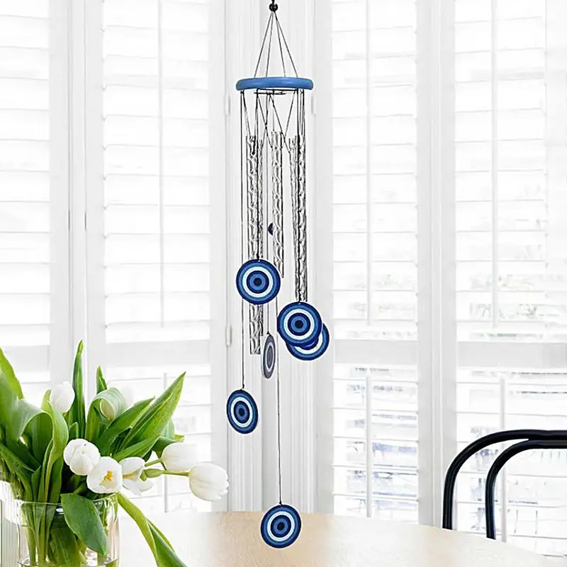 Blaues Windspiel mit bösem Blick zum Aufhängen, einzigartiges Windspiel mit bösem Blick, Windfänger mit bösem Blick, Windglocken für Zuhause, Balkon, Terrasse