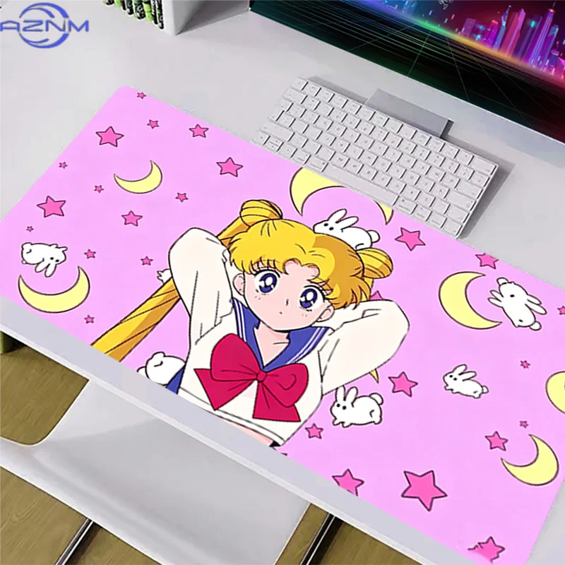 HD Print Anime Mouse Pad Pink keyboard pad S-Sailor Moons Office Desk Mat Anti-slip PC Accessories Pad Large size Gamer Mousepad