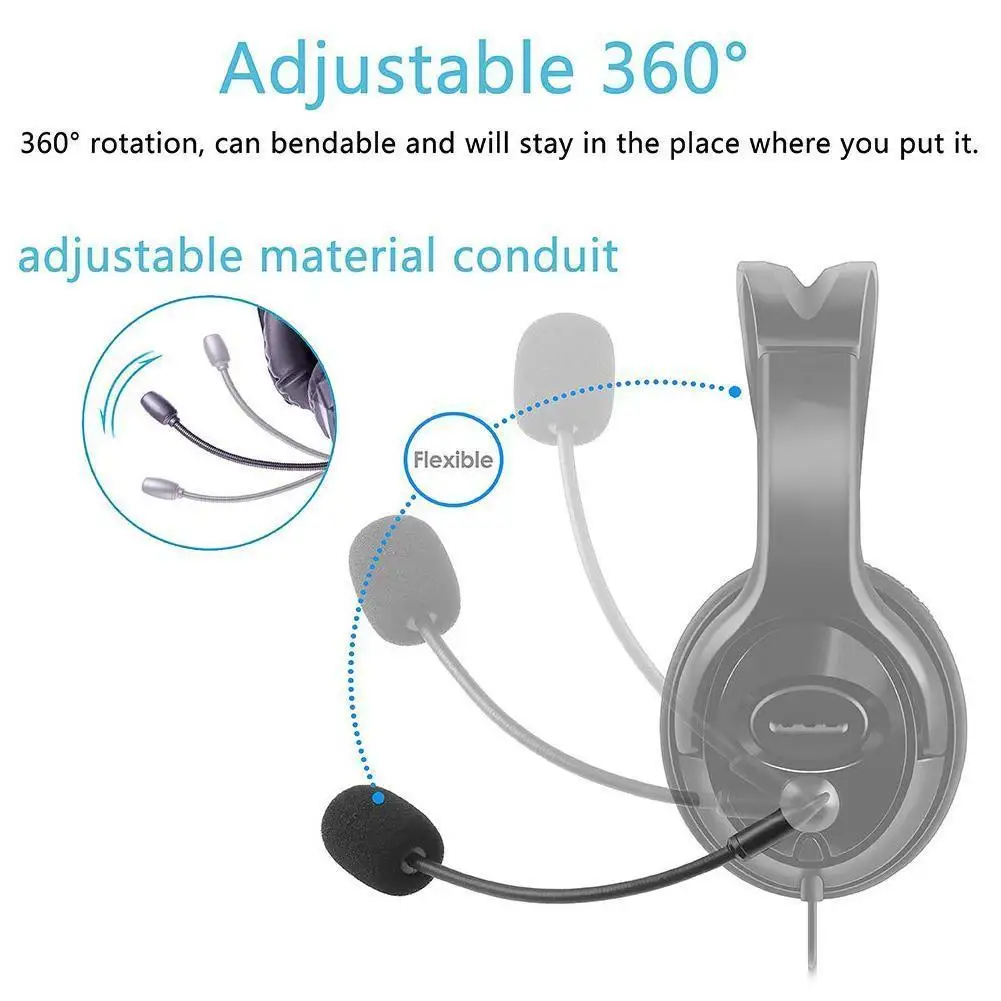 3.5mm Replacement Gaming Headset Microphone Noise Reduction Microphone Gaming Headset Bendable Microphone Accessories