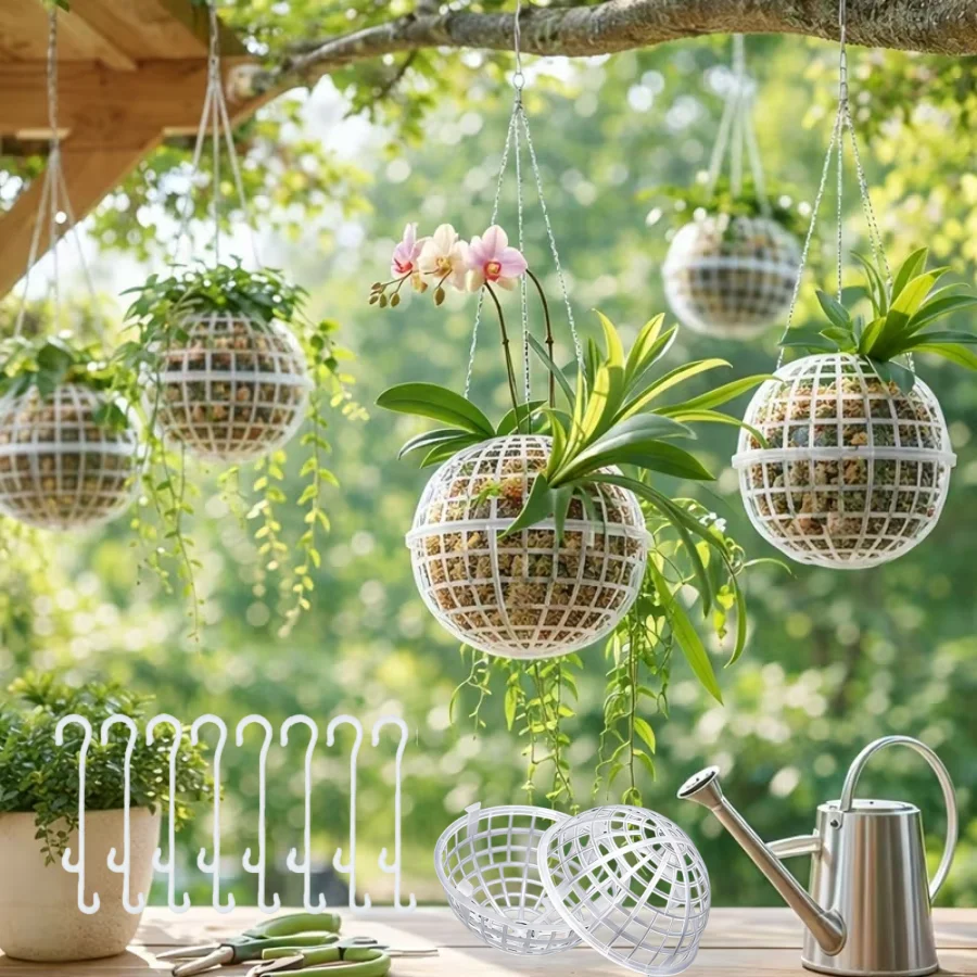 Plastic wall-mounted moss flowerpot set - specially designed for succulent orchids and suitable for hanging as a green plant pot