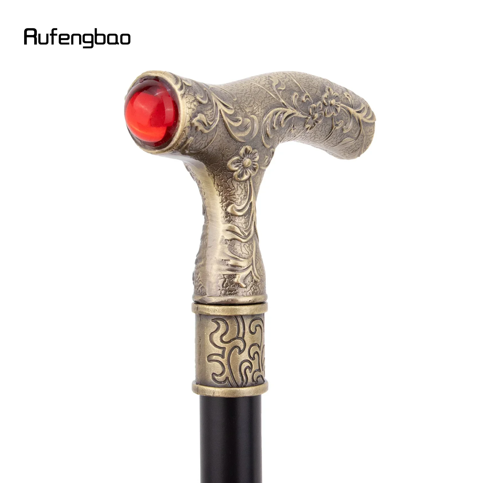 Rode Diamant Koperen Bloem Bal Mode Stok Decoratieve Stok Cospaly Vintage Party Modieuze Wandelstok Crosier 92cm