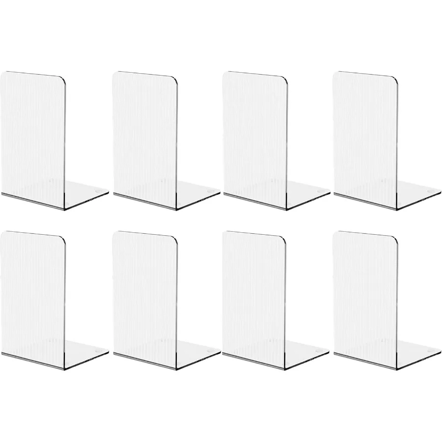 8 قطع من نهايات الكتب الأكريليكية بنمط ممزق فريد وواضح للكتب الثقيلة ومنظم الرف المثالي وحامل ديكور سطح المكتب #2