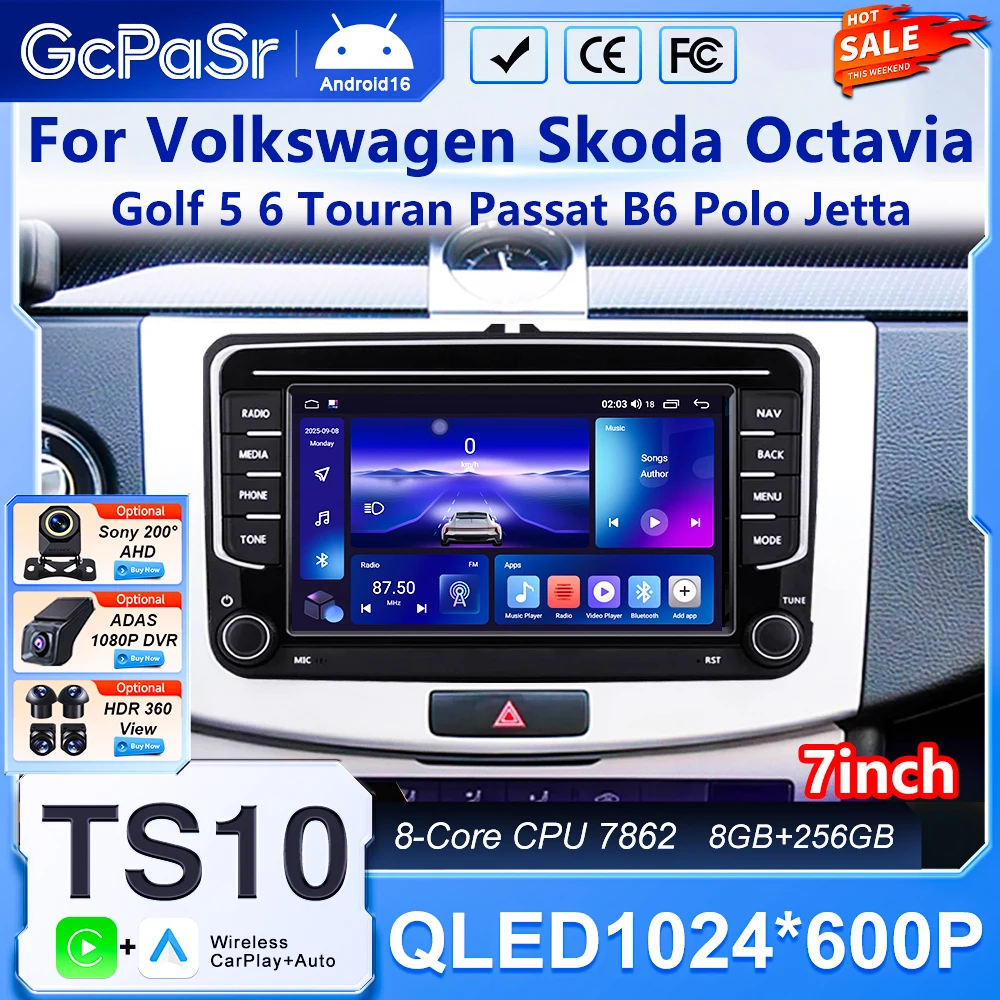 Android Car Radio Carplay For VW  Volkswagen Skoda Octavia Golf 5 6 Touran Passat B6 Polo Jetta GPS Navigation Multimedia Player