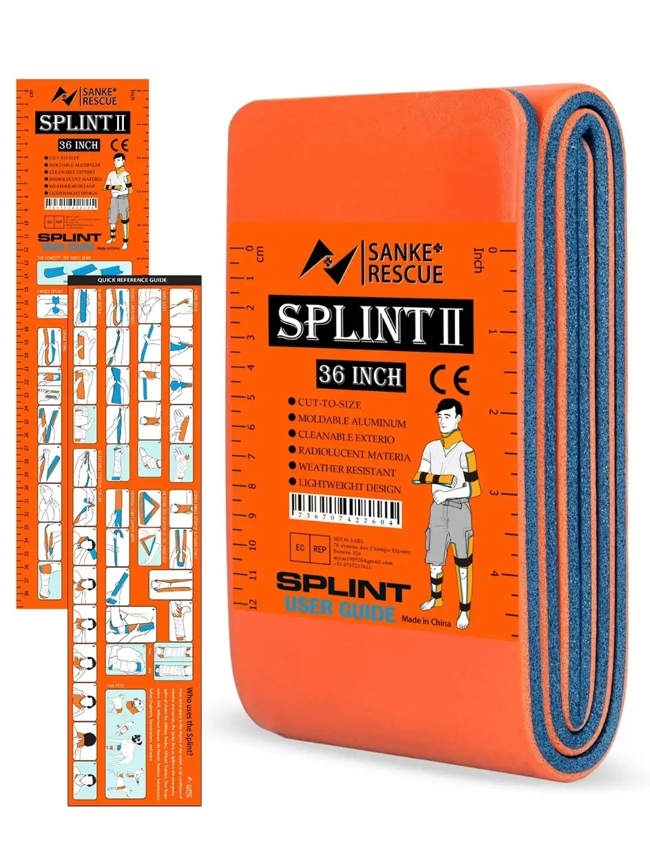 Erste-Hilfe-Schiene 18-36 Zoll x 4,3 Zoll Grün-Grau Orange-Blau Hält Knochen an Ort und Stelle – Detail 7