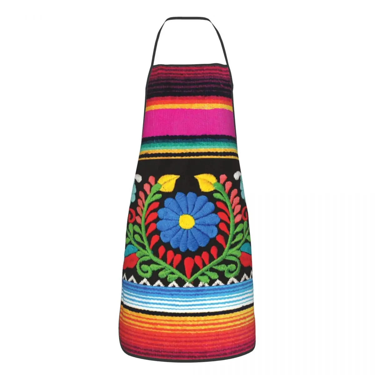 Custom Mexican Flower Apron Women Men Unisex Bib Cooking Kitchen Tablier Cuisine Chef Painting