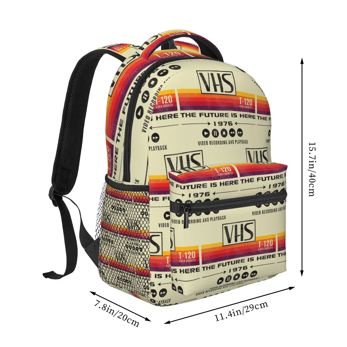 VHS The Future Is Here 1976 Worn Out Lts Backpack Student Boys Girls BookBag Children School Bag Shoulder Bags for Men Women