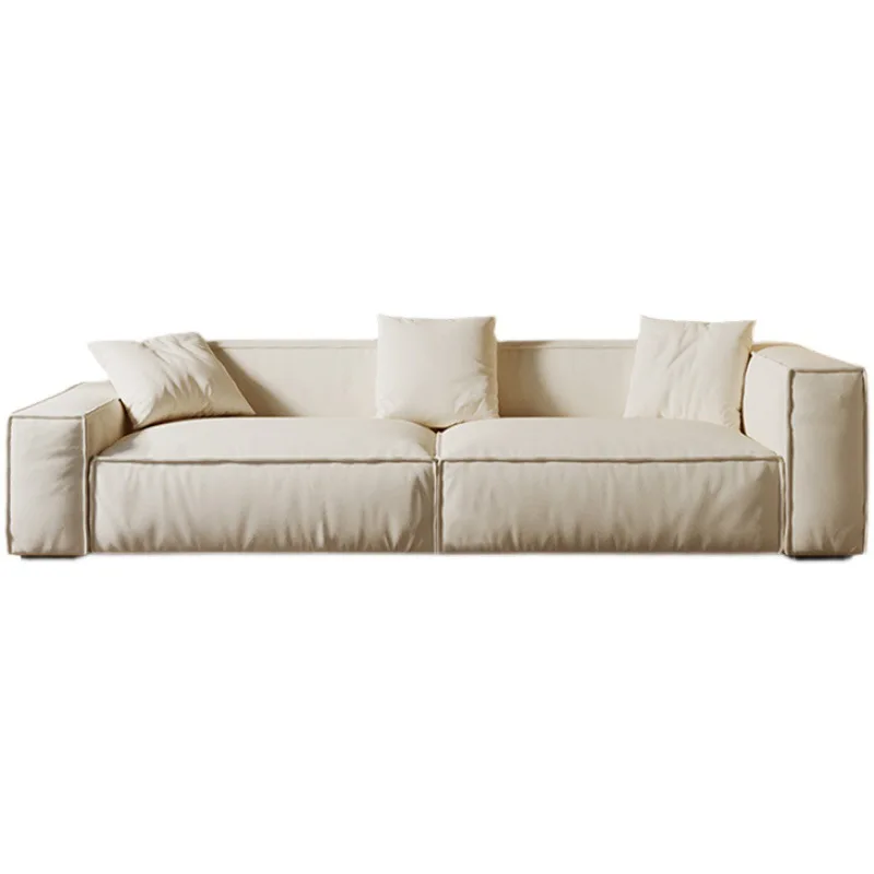 

Italian style, tofu cubes, genuine leather, sofa Internet celebrity living room, modern, simple, three people,