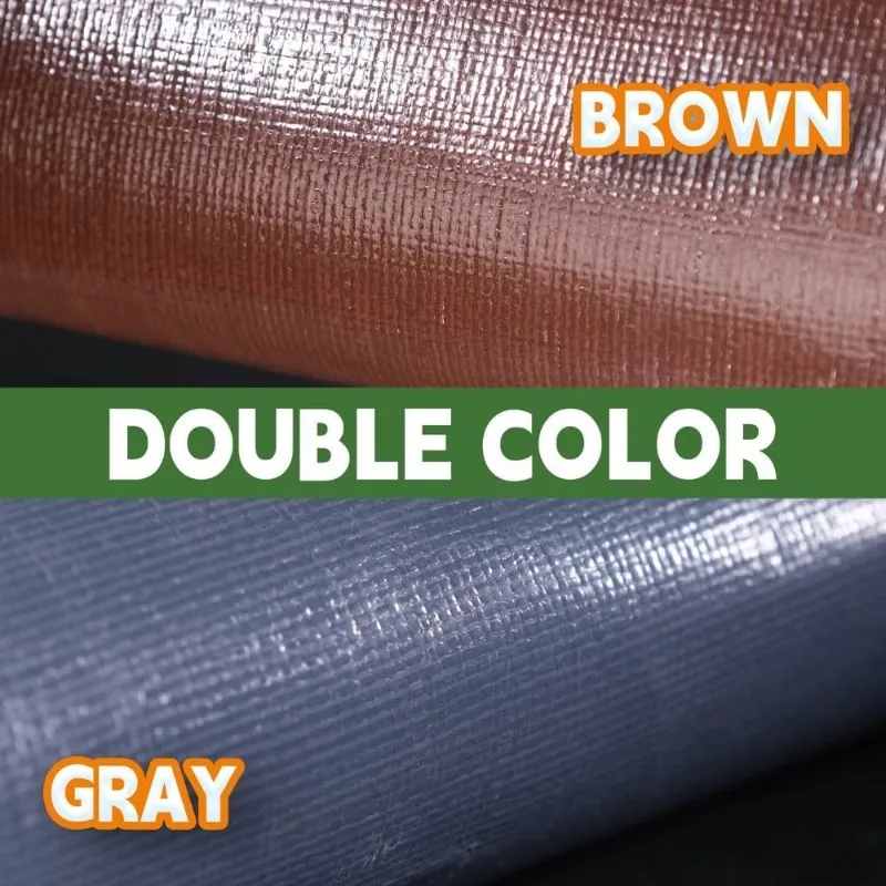 2025 20x30 Feet Super Heavy Duty Tarp 18 Mil,   Poly Tarp with Grommets and Reinforced Edges, Brown/Gray Tarp