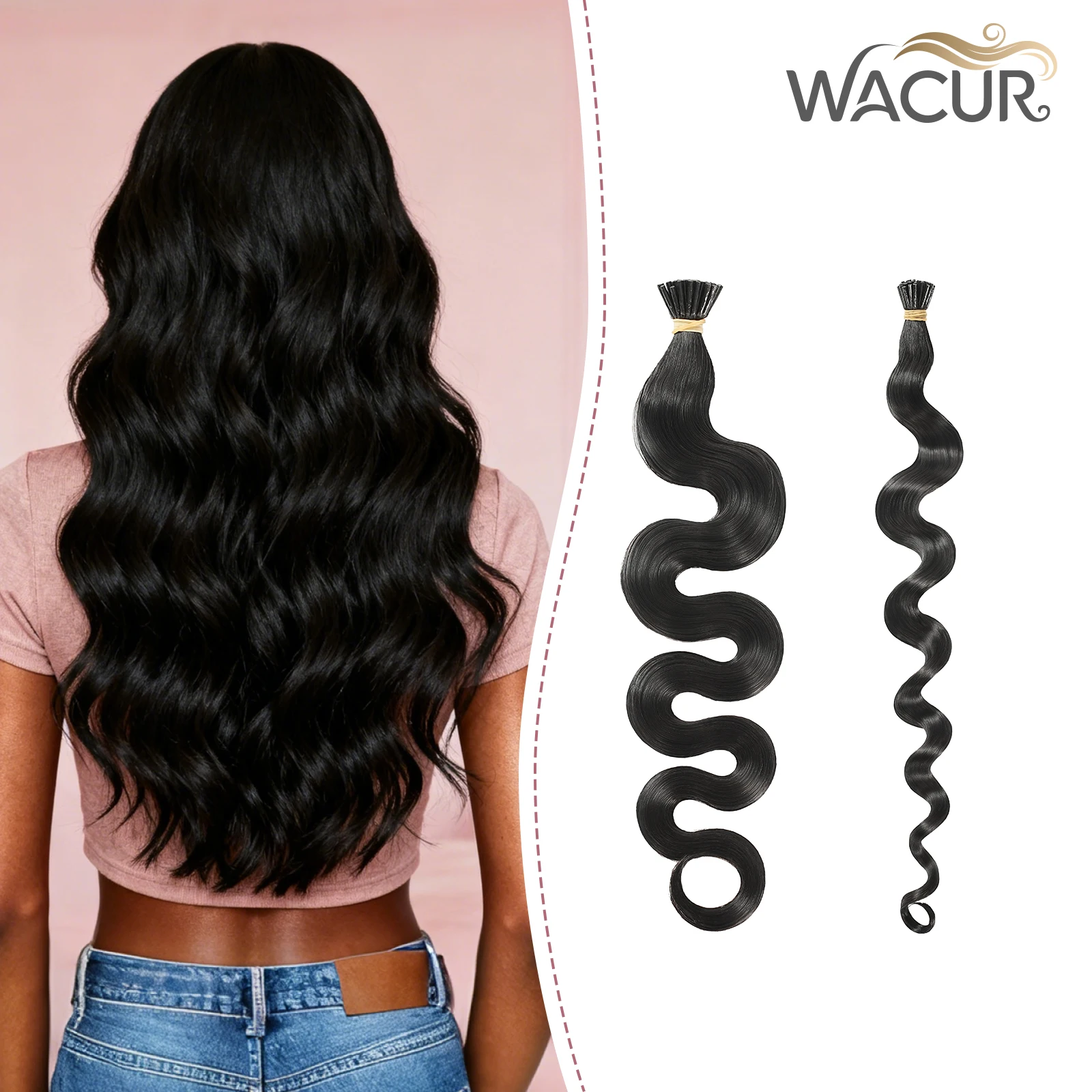 

12-30Inch Body Wave I Tip Hair Extensions 100% Virgin Human Hair Invisible Loose Deep ITip Human Hair For Women 50g Wacur 12A