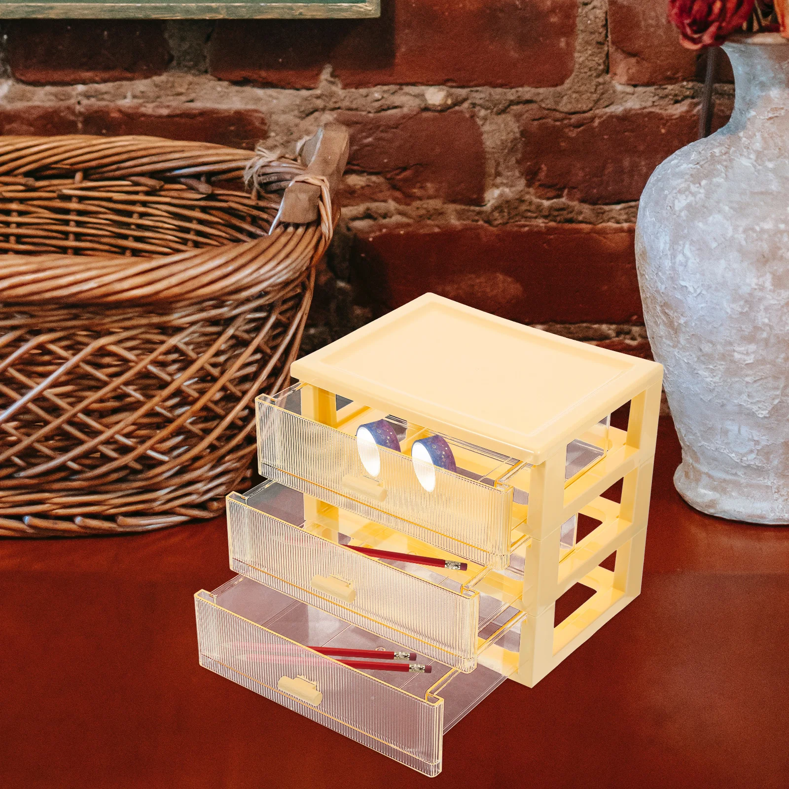 

Drawer Type Desk Organizer Plastic Desktop Storage Box Multi-Layer Stationery Organizer For Office Home School Use