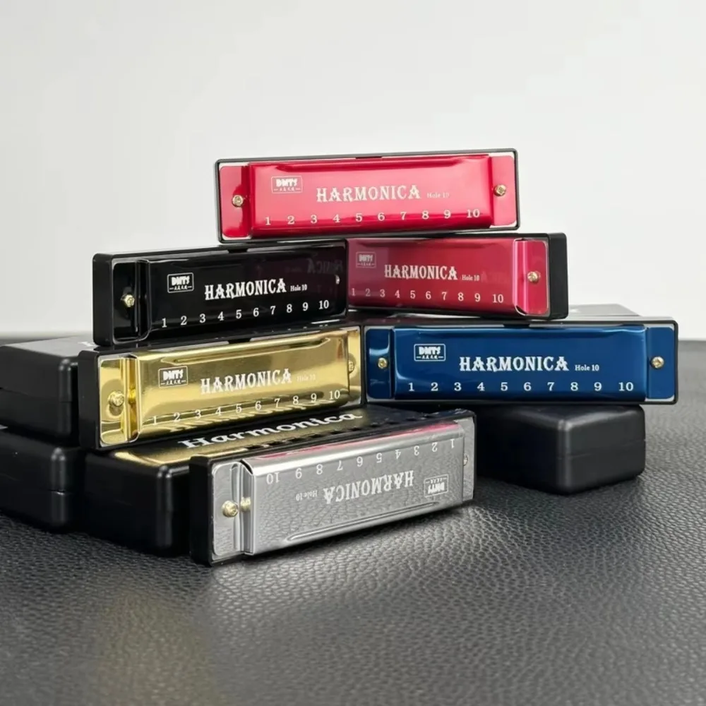 Harmonica Key of C 10 Hole Diatonic Harmonica C with Case for Beginner Students Kids Gift BLUES with Case Musical Instrument