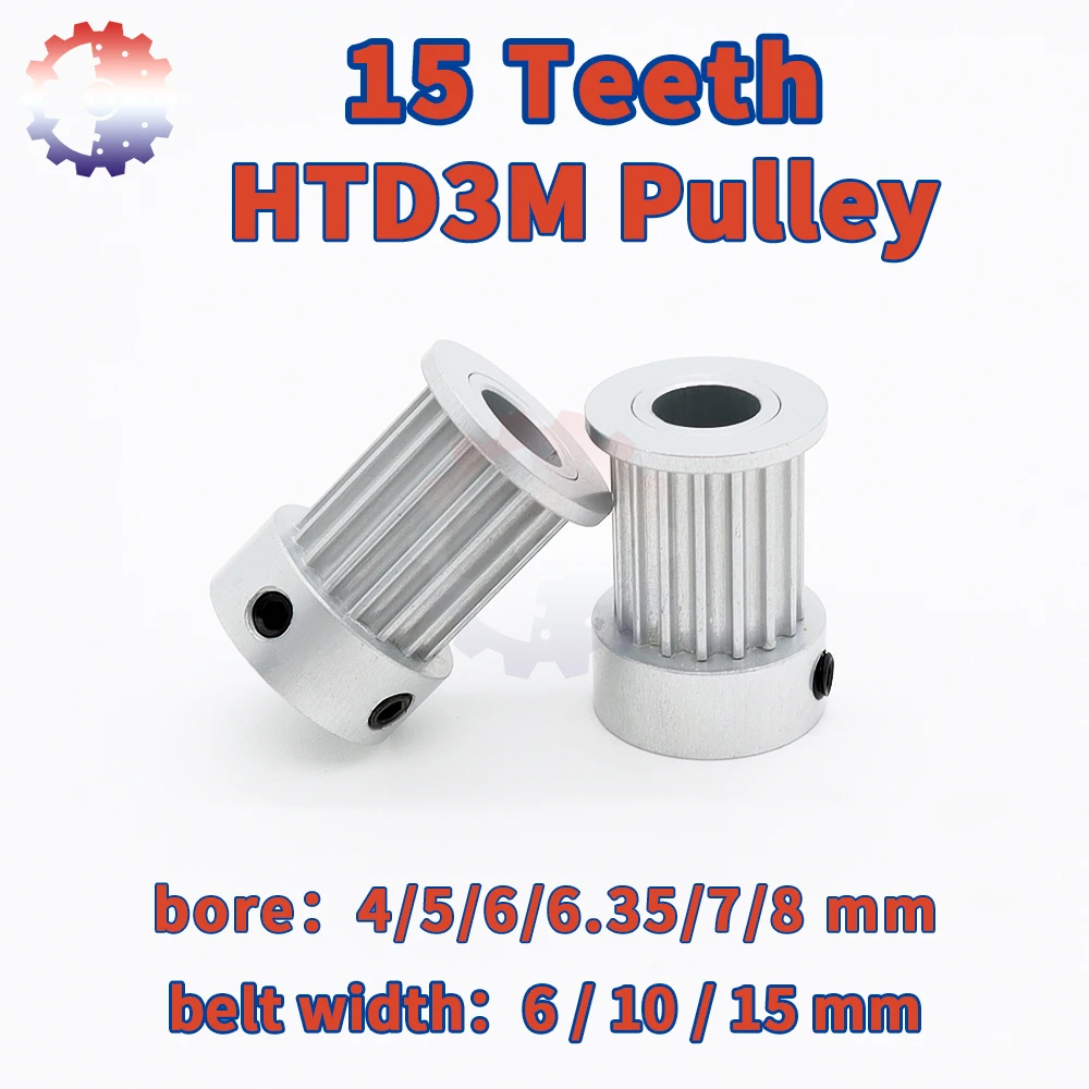 

HTD 3M 15T Pulley 15teeth 3M Pulley Timing Pulley Bore 4/5/6~6.35/7/8mm For Belt Width 6 10 15mm Synchronous Wheel HTD3M Pulley