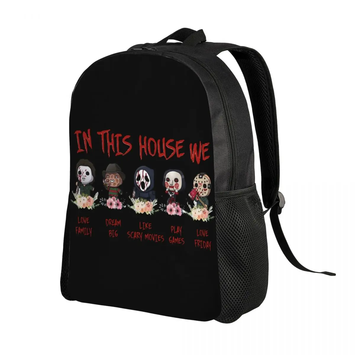 Halloween Horrorfilm Charakter Reise rucksack Männer Frauen Schule Computer Bücher tasche College Student Daypack Taschen