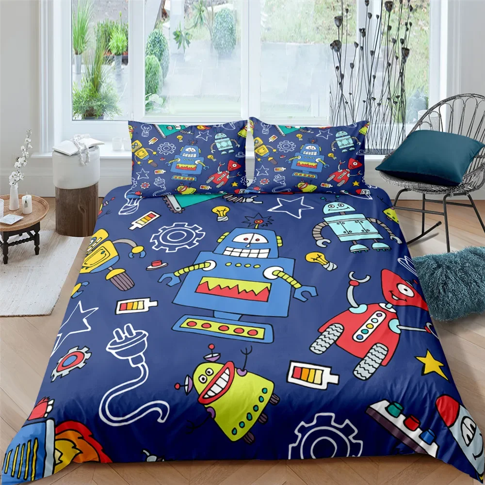 Monster Car King Queen Duvet Cover Cartoon Bedding Set for Boys Lovely Toy Truck Comforter Cover 2/3pcs Polyester Quilt Cover