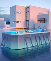 1.6-3M Large Family Swimming Pool Foldable Frame Pools Thickened Wear-Resistant Outdoor Party Non-Inflatable Water Game Paddling