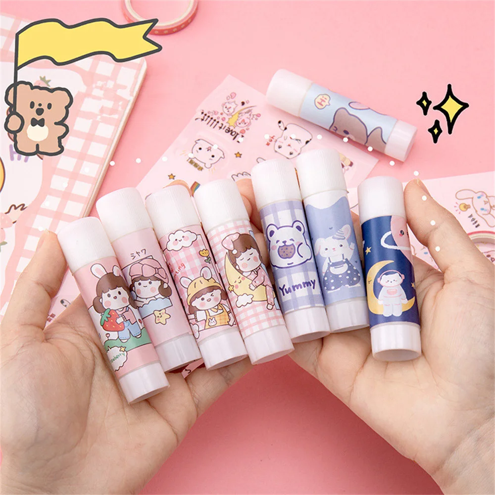 

Portable Cute Cartoon Plastic High Viscosity Solid Glue Sticks For Paper Files Bond Student Child Stationery PVA Secret Adhesive