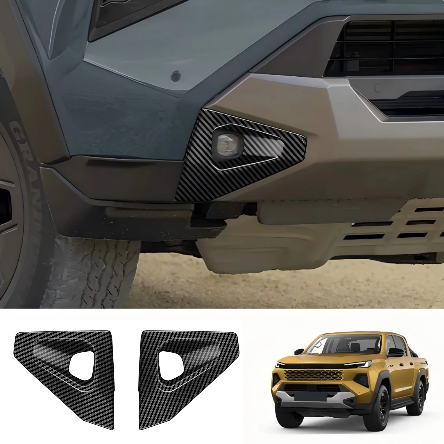 

for Toyota Hilux Fuel Version 2026 Front Fog Lamp Frame Trim Sticker ABS Plastic Self-Adhesive 2PCS