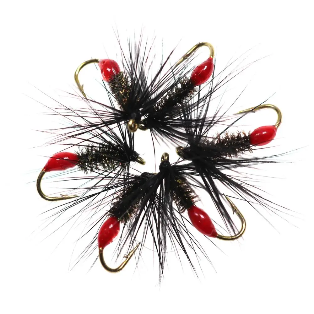 Wifreo 6pcs #12 Red Ant Trout Flies Fly Bass Pike Salmon Steel Head Trout Brown Hackle Red Butt Flying Ant Wet Fly