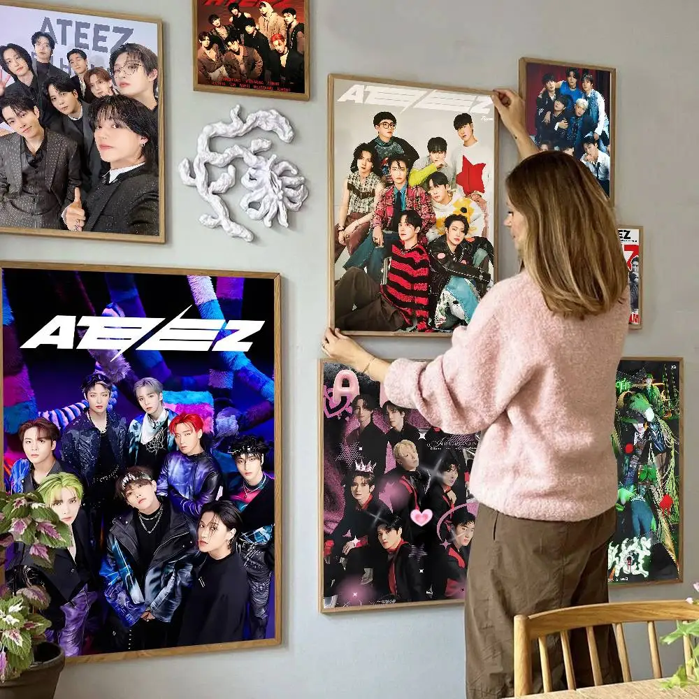Kpop Group A-Ateez Classic Vintage Posters Whitepaper Prints Posters Artwork Kawaii Room Decor