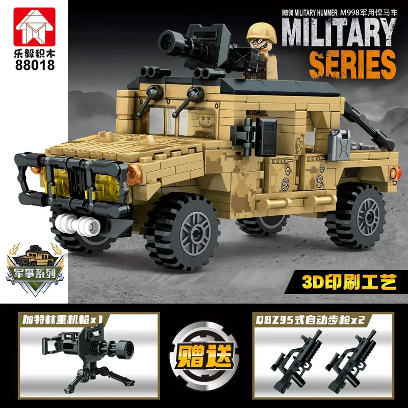 New Military Humvee Jeep M998 Army Weapon Assault Vehicle Building Blocks Bricks WW2 Classic Model Action Figures Toys Boys Gift