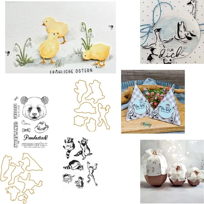 Sellos transparentes y troqueles de corte metálicos de Goose Nice con diseño de Huevos de Pascua para DIY, álbumes de recortes, álbumes de fotos, creación de tarjetas y decoración