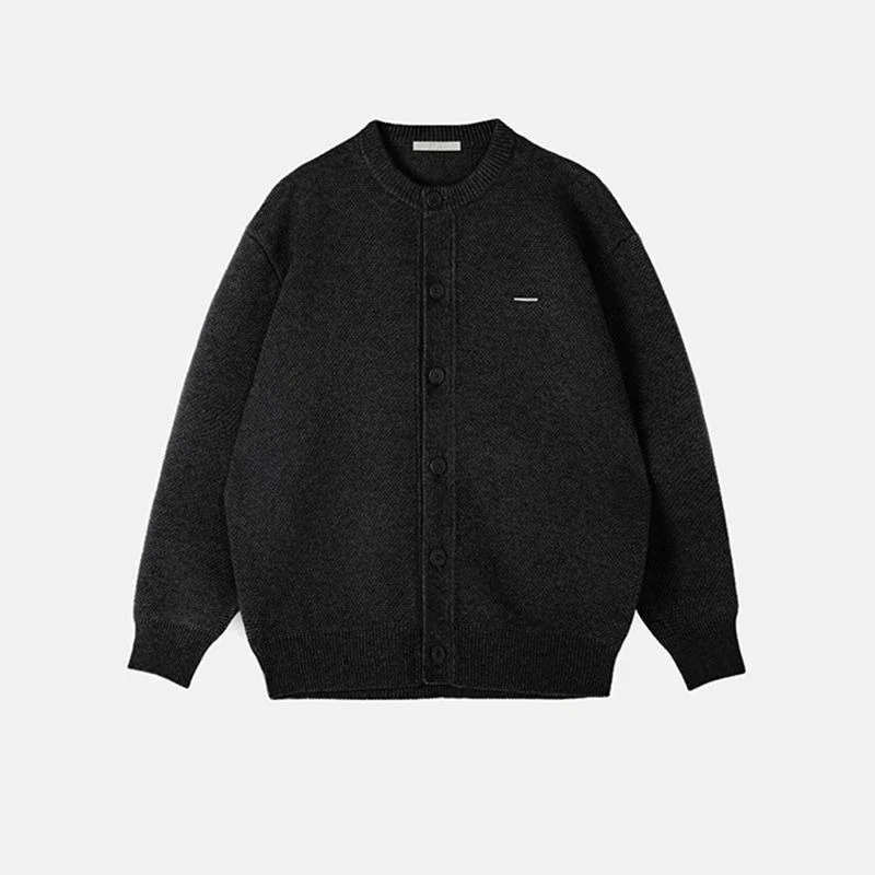 2025 aw na moda personalizado cor sólida botão tripulação pescoço casal masculino malha cardigan camisola casaco solto ajuste outono inverno