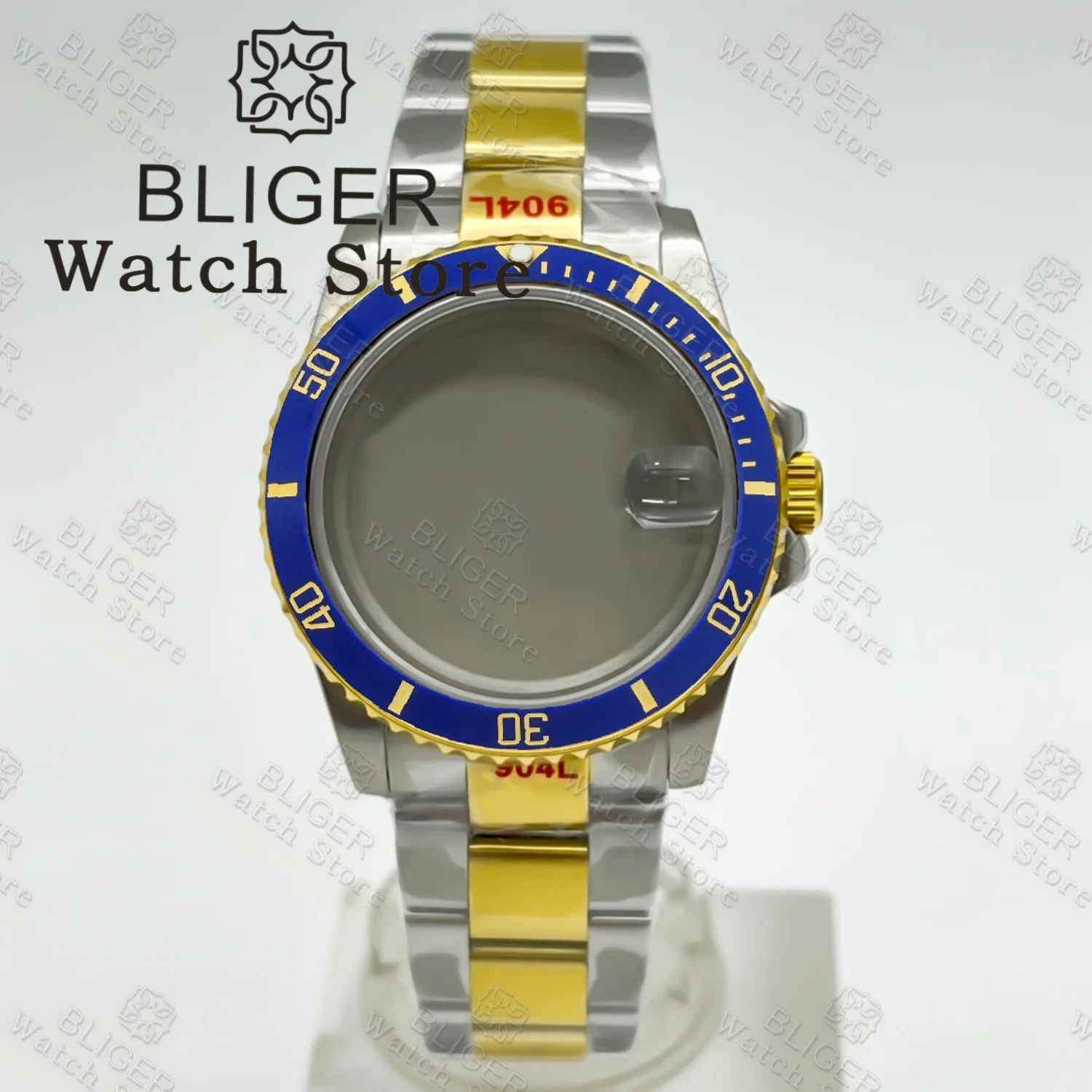 36mm 38mm Wysokiej jakości srebrno-złota koperta zegarka nurkowego Szafirowa Pasuje do NH34 NH35 NH36 38 ETA2824 PT5000 Mechanizm GMT SUB Części do zegarków