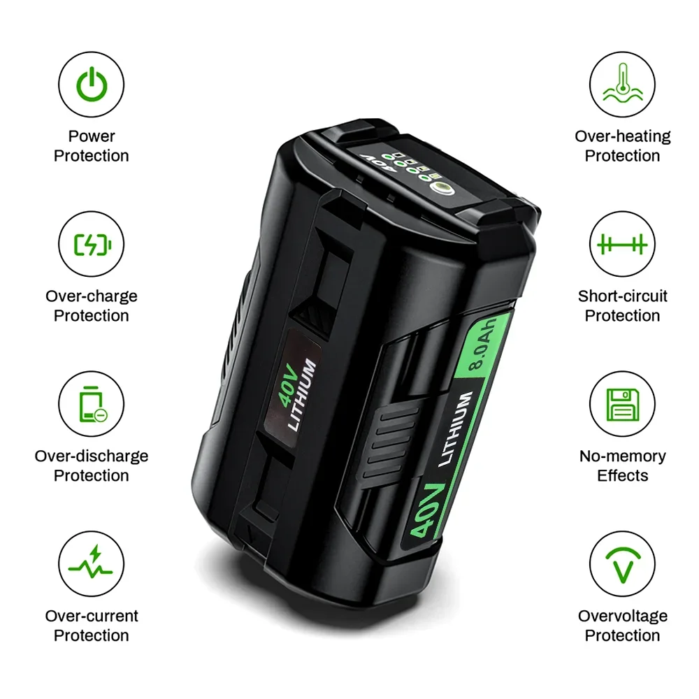 For Ryobi OP4050 8000mAh Li-ion Battery OP4026 OP4030 OP4040 OP4060A OP40201 OP40301 40V Cordless Power Tool Replacement Battery