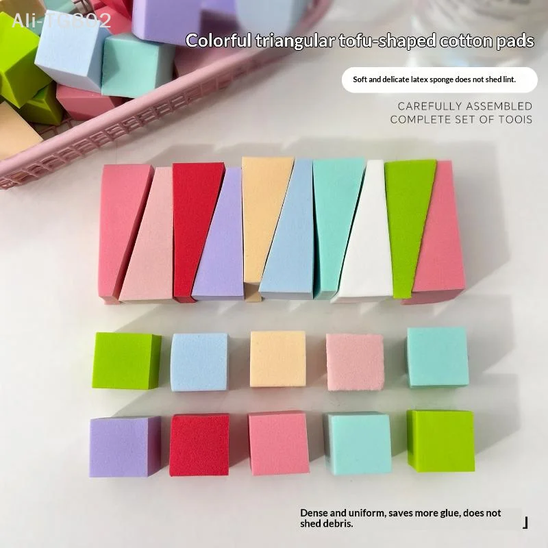 50 Peças de Esponjas Coloridas para Nail Art, Esponjas Quadradas e Triangulares para Design de Esmalte em Gel DIY, Suprimentos para Pinturas de Manicu