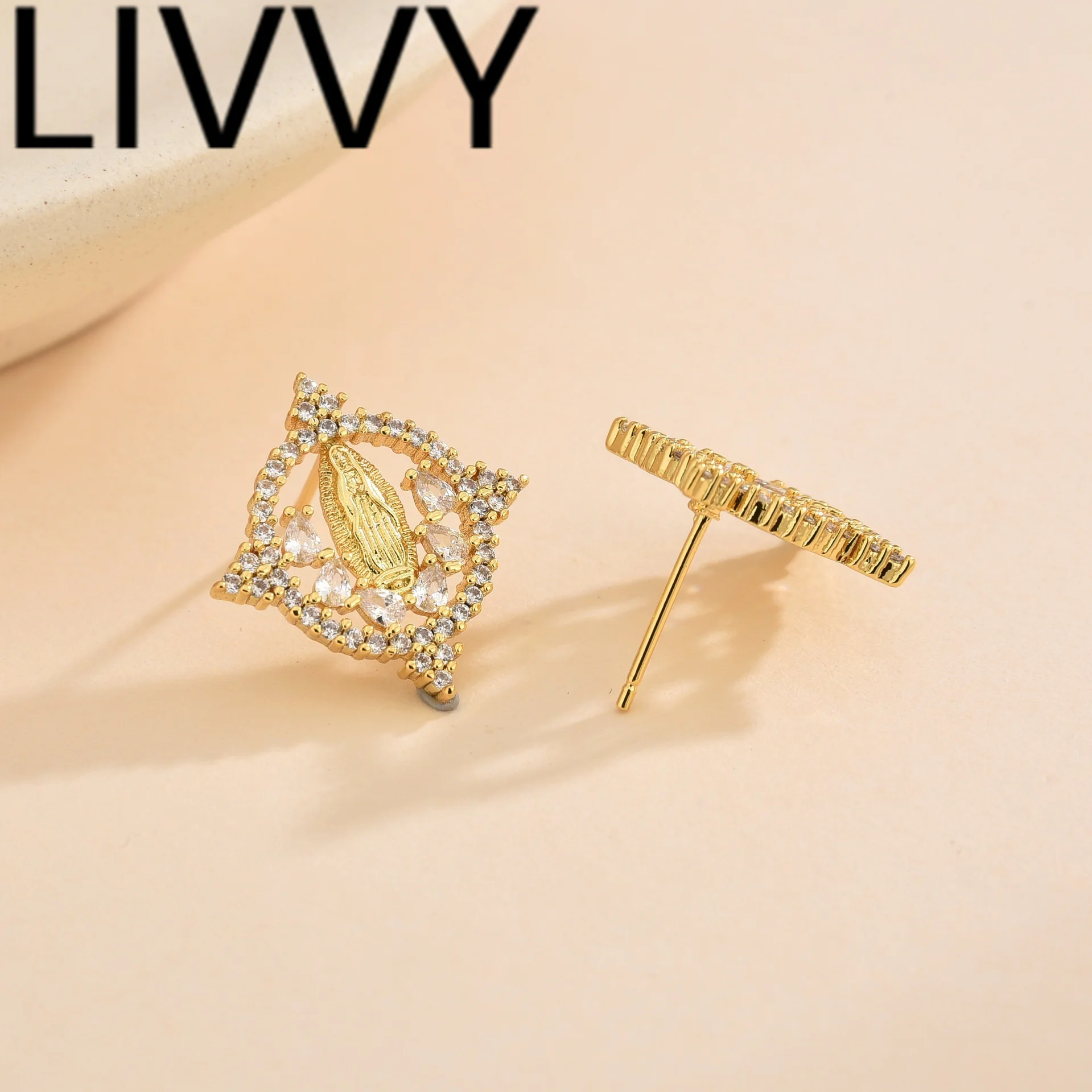 

LIVVY New Style Hot Jewelry INS Trend Geometric Zircon Earrings Fashion Retro For Women Silver Color Exquisite Ear Accessories