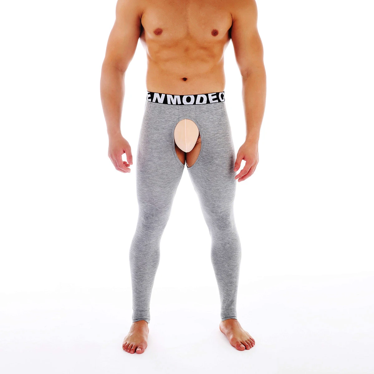 Men\'s Modal Underwear Sexy Open Crotch Tights Breathable Pajamas Pants Backless Funny Gay Erotic Long Johns Crotchless Sleepwear