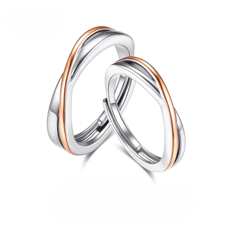 

Flying together, couple ring light luxury niche design two-color opening
