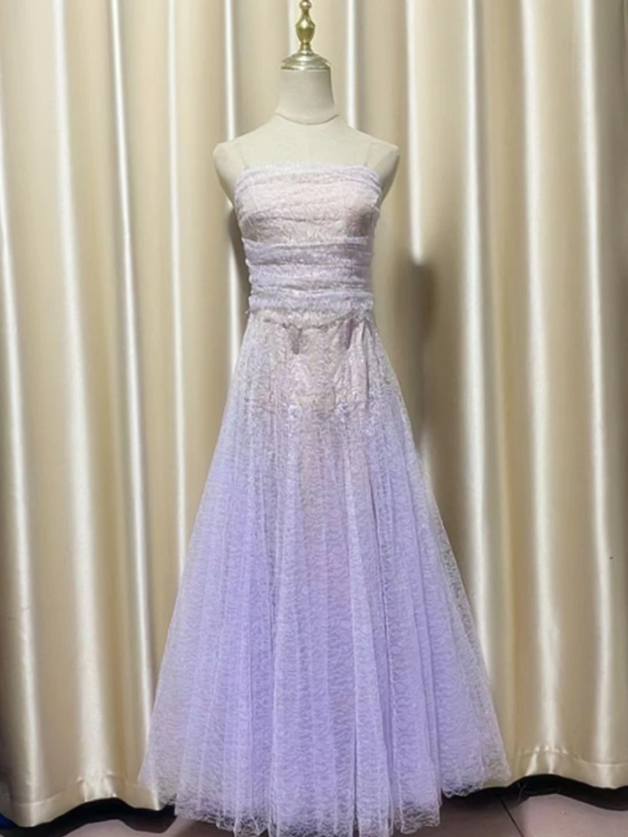 TWOTWINSTYLE Solid Sheer Spliced Mesh Elegant Midi Dresses for Women Strapless Sleeveless Patchwork Folds Dress Female Fashion