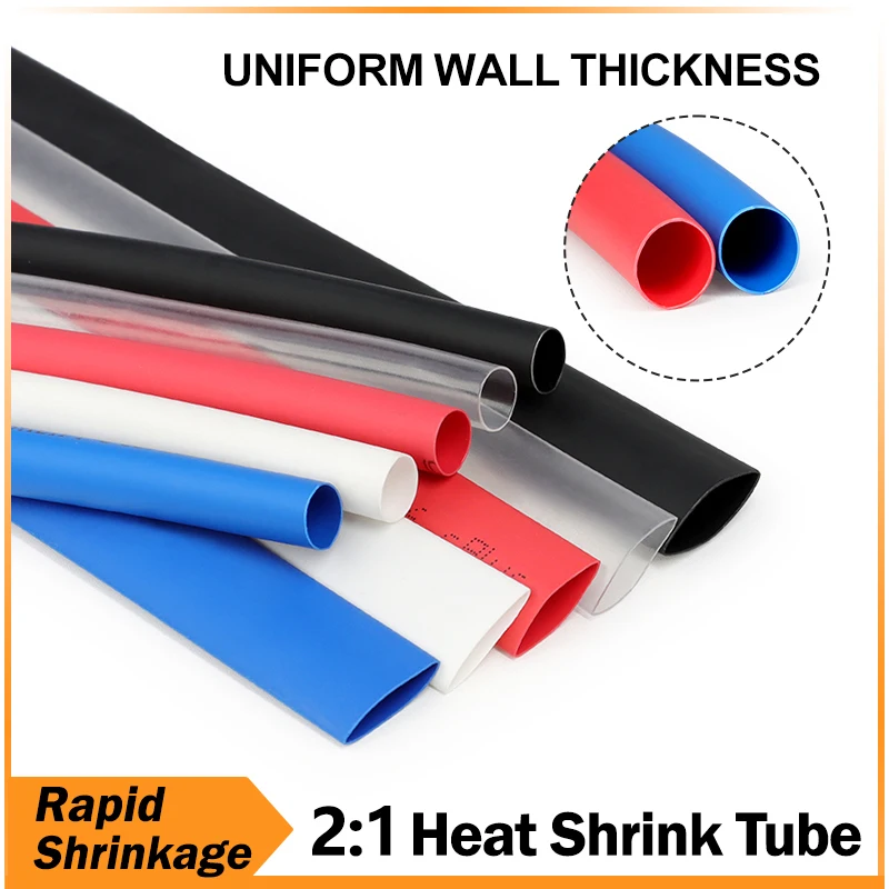 

1M Diameter 1mm ~ 210mm Heat Shrink Tube 2:1 Rapid Shrinkage Polyolefin Electrical Connection Insulated Cable Protecctor Sleeve