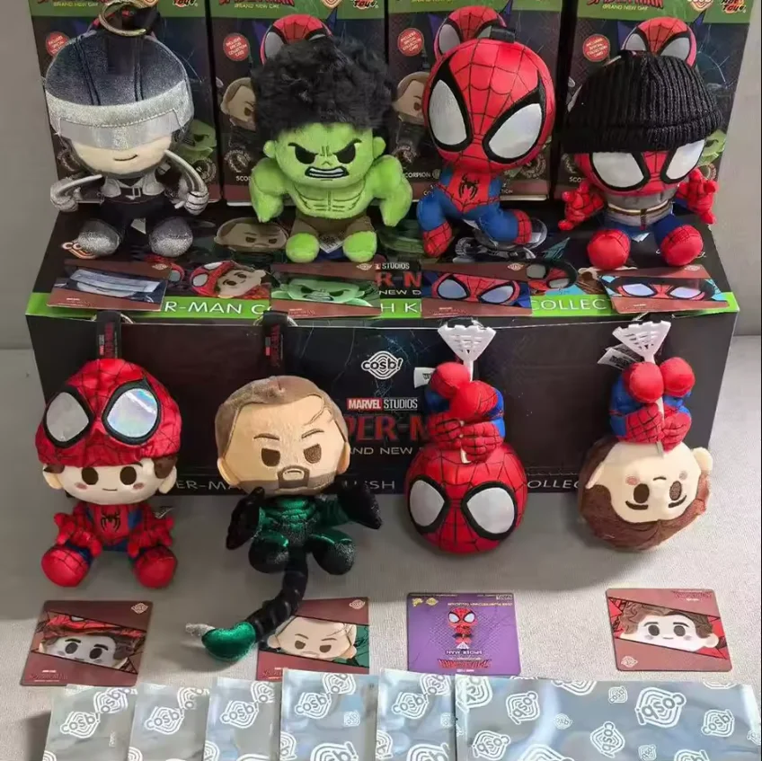 Spider Man Series Blind Box Cosbi Plush Anime Peripheral Figurines Backpacks Pendants Ornaments Surprise Gift for Boys