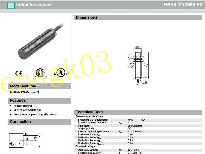 

2pcs Original Pepperl+Fuchs NBB4-12GM50-E0 Inductive Proximity Switch