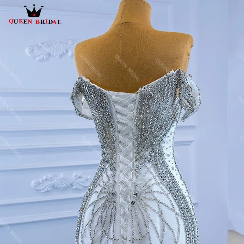 Vestidos De Noiva De Sereia Com Strass E Cristais, Vestido De Noiva Com Pescoço V, Fora Do Ombro, Custom Made, XX52