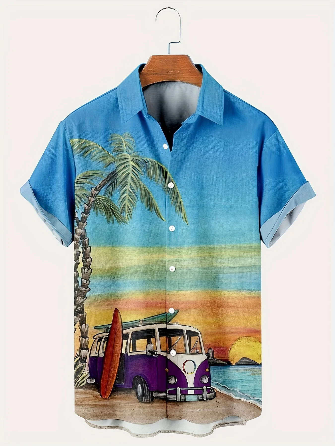 Turtle print men's casual short sleeve Hawaiian shirt, summer resort shirt for men