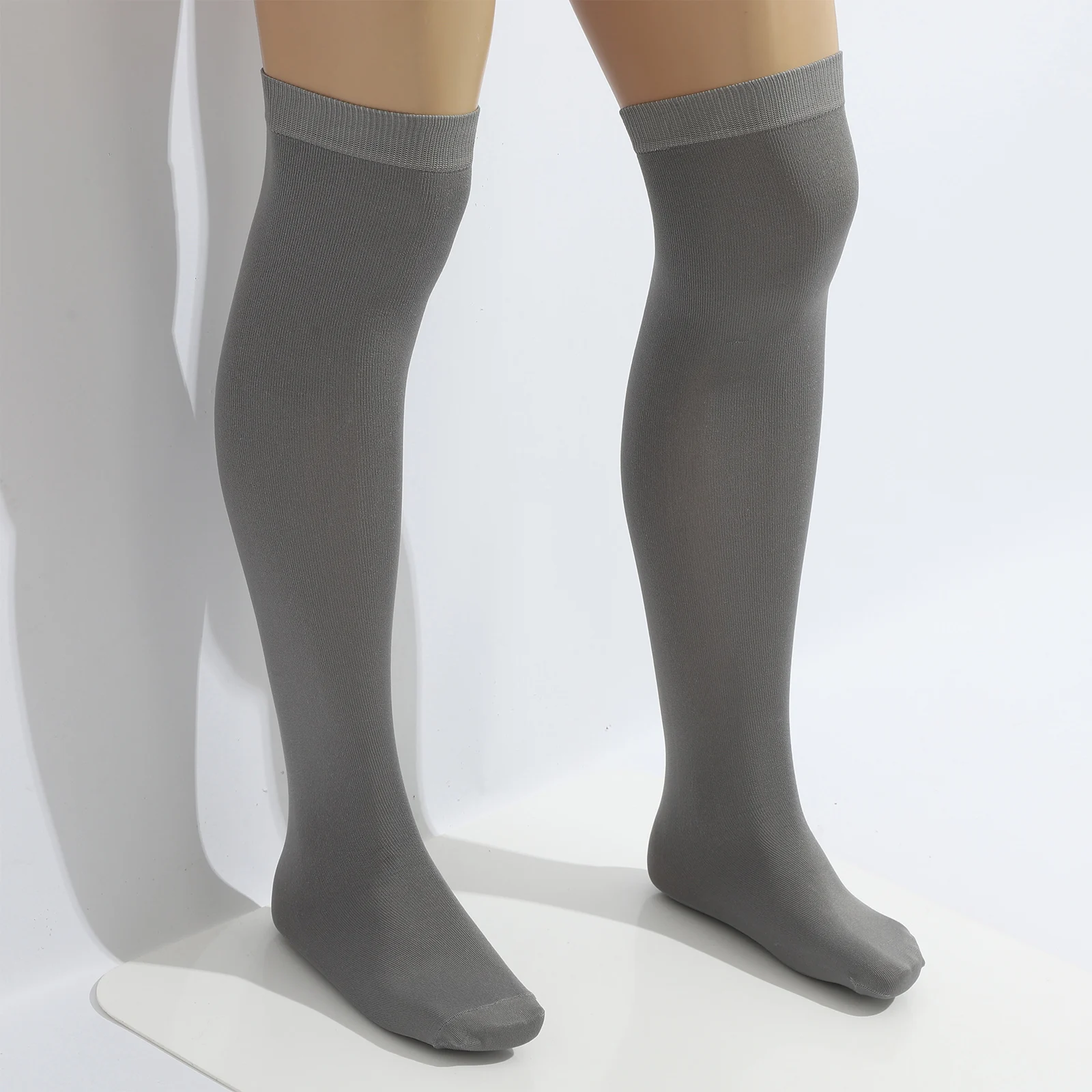 1 쌍 남성 유행 신축성 무릎 높이 양말 모든 일치하는 솔리드 컬러 스타킹 작업 통근 비즈니스를위한 의상 액세서리