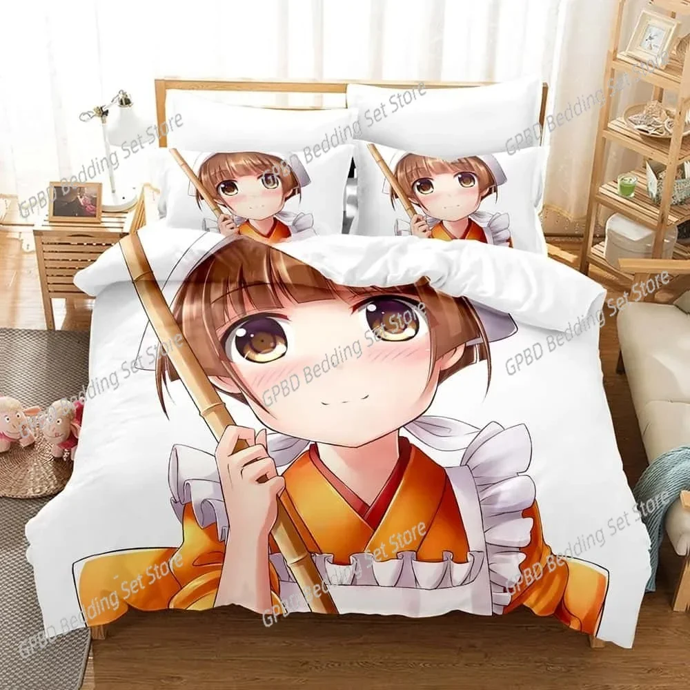 ثلاثية الأبعاد مطبوعة أنيمي Yuragi-sou No Yuuna-san طقم سرير واحد التوأم كامل الملكة الملك الحجم طقم سرير الكبار طفل غرفة نوم حاف مجموعة غطاء