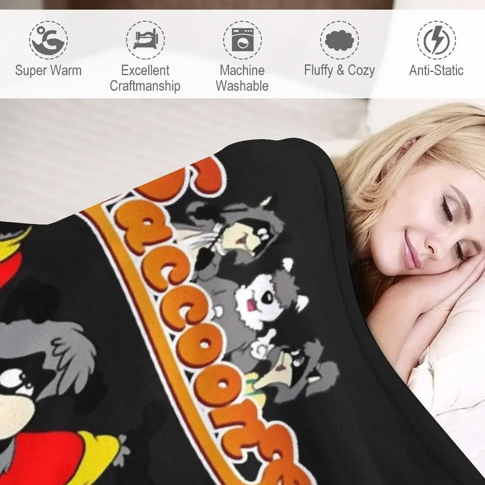 The Raccoons Cartoon Essential T-Shirt Throw Blanket, At Camping Thin Beautifuls Blankets, Copy.png