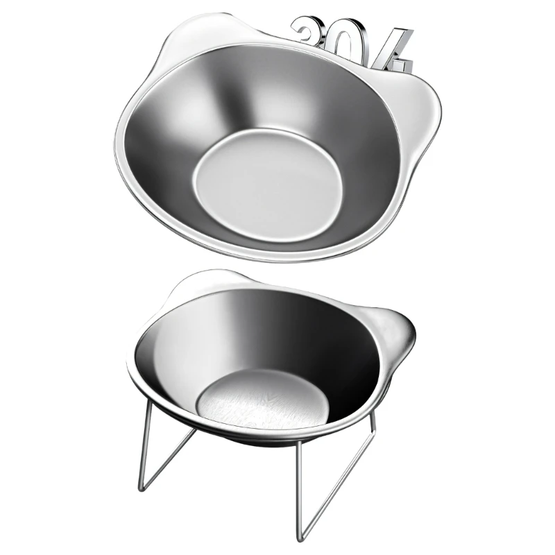 Elevated Cats Bowls Feeders Rustless Steel Bowl Stand with Weighted Base Feeding & Watering Pet Supply J0MC