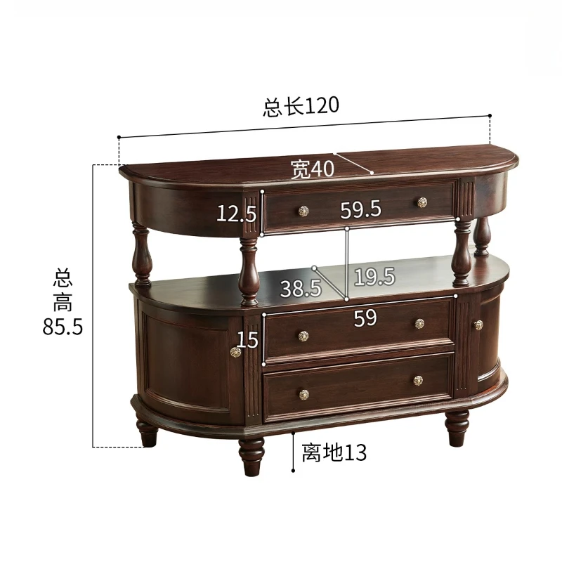 

American porch cabinet retro style all solid wood high-end feeling foyer wall storage cabinet