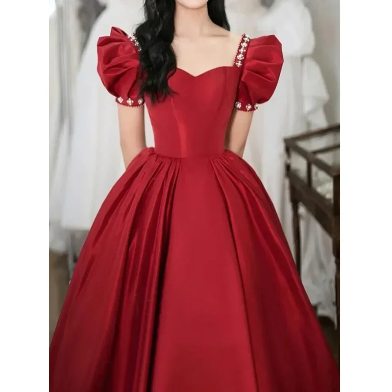 Customized Elegant Long Prom Evening Guest Long Party Dresses For Women 2024 Summer Slim Waist Puff Sleeve Princess Ball Gown Ma