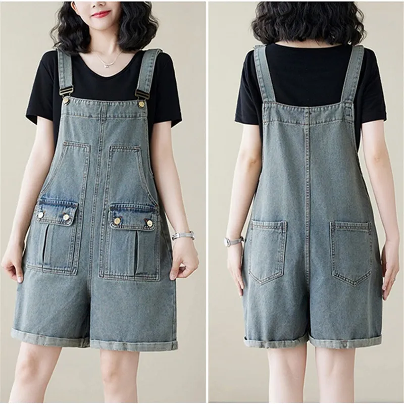 

Fashion Denim Suspenders Women 2024 New Summer High Waist Rompers Female Shorts Casual Jumpsuit Loose Overalls Cowboy Jeans W320