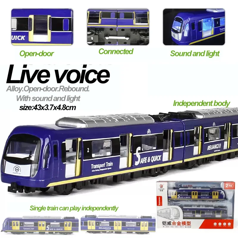 Alloy train toys with realistic design and high-quality sound and lighting metro model