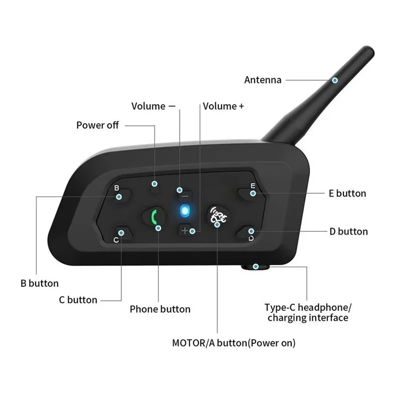 Motorbike V6 PRO Waterproof Helmet Intercom Headset Full Duplex 2 Users Wireless Intercom For Motorcycle Riding RepairComponents